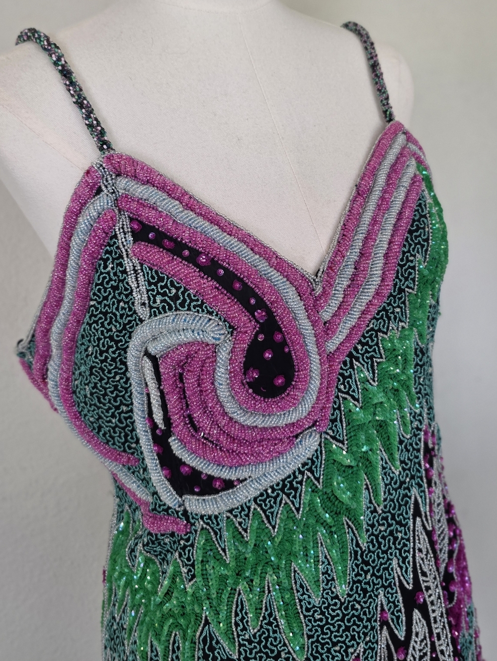 Vintage Klass Collections Beaded Bodycon Party Dress - Maximalist 80s/90s Glam